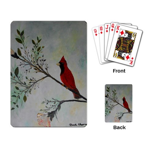 Sweet Red Cardinal Playing Cards Single Design from ArtsNow.com Back