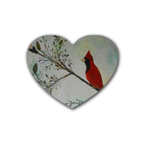 Sweet Red Cardinal Drink Coasters 4 Pack (Heart)  from ArtsNow.com Front