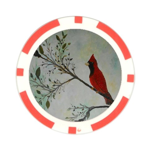 Sweet Red Cardinal Poker Chip from ArtsNow.com Front