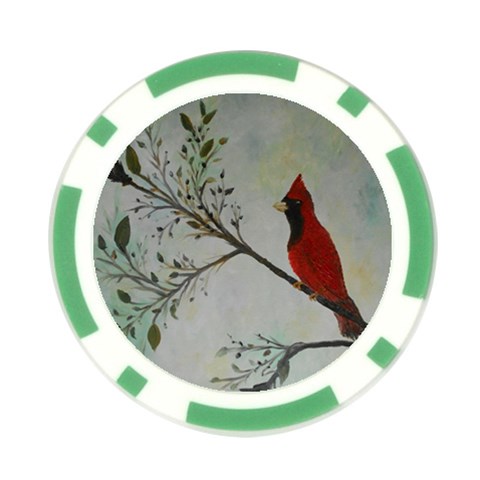 Sweet Red Cardinal Poker Chip from ArtsNow.com Front