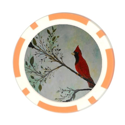 Sweet Red Cardinal Poker Chip from ArtsNow.com Front