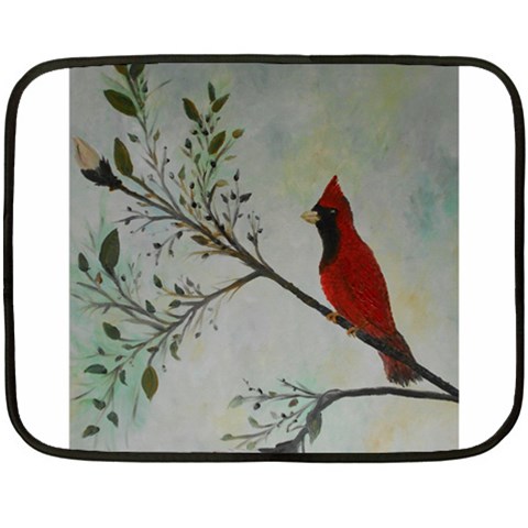 Sweet Red Cardinal Mini Fleece Blanket (Two Sided) from ArtsNow.com 35 x27  Blanket Back