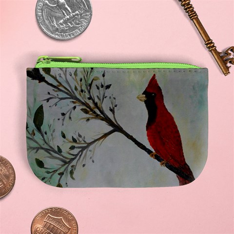 Sweet Red Cardinal Coin Change Purse from ArtsNow.com Front