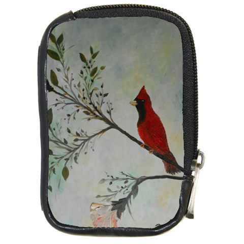 Sweet Red Cardinal Compact Camera Leather Case from ArtsNow.com Front