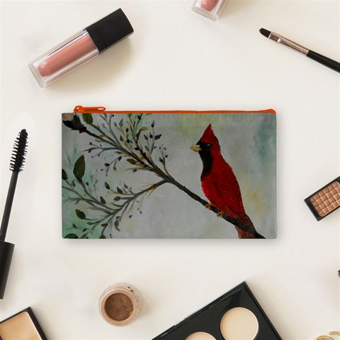 Sweet Red Cardinal Cosmetic Bag (Small) from ArtsNow.com Front