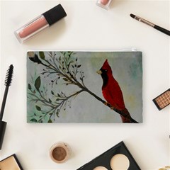 Sweet Red Cardinal Cosmetic Bag (Medium) from ArtsNow.com Back