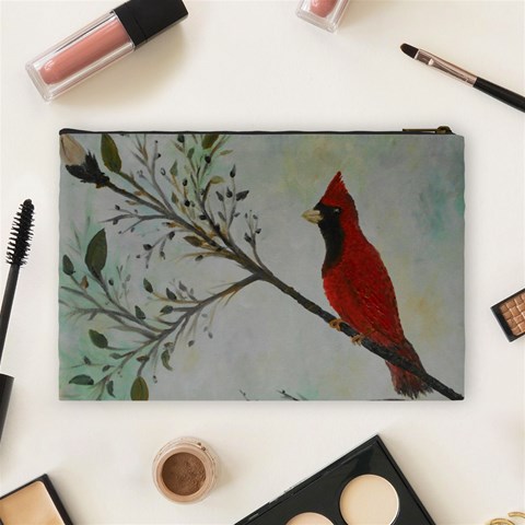 Sweet Red Cardinal Cosmetic Bag (Large) from ArtsNow.com Back