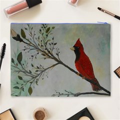 Sweet Red Cardinal Cosmetic Bag (XL) from ArtsNow.com Back