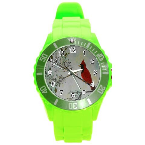 Sweet Red Cardinal Plastic Sport Watch (Large) from ArtsNow.com Front