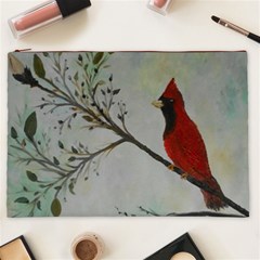 Sweet Red Cardinal Cosmetic Bag (XXL) from ArtsNow.com Front