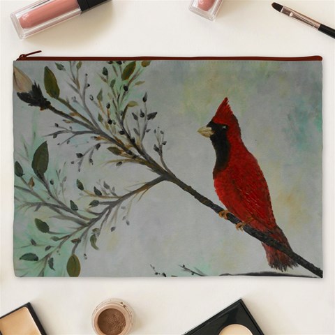 Sweet Red Cardinal Cosmetic Bag (XXXL) from ArtsNow.com Front