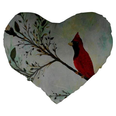 Sweet Red Cardinal 19  Premium Heart Shape Cushion from ArtsNow.com Back