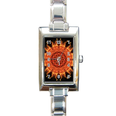 Flaming Sun Rectangular Italian Charm Watch from ArtsNow.com Front