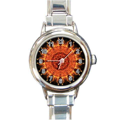 Flaming Sun Round Italian Charm Watch from ArtsNow.com Front