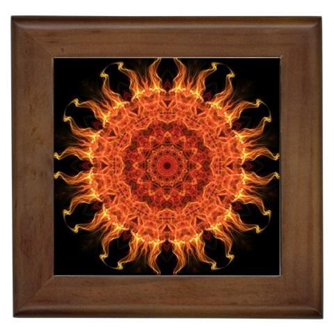 Flaming Sun Framed Ceramic Tile from ArtsNow.com Front