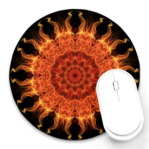 Flaming Sun 8  Mouse Pad (Round) from ArtsNow.com Front