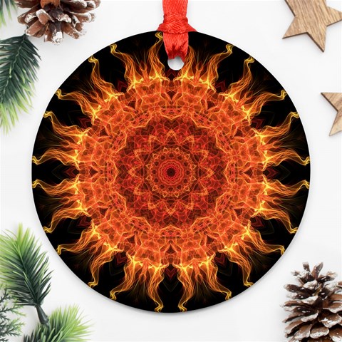 Flaming Sun Round Ornament from ArtsNow.com Front