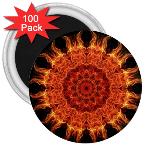 Flaming Sun 3  Button Magnet (100 pack) from ArtsNow.com Front