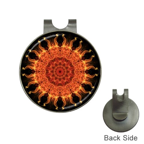 Flaming Sun Hat Clip with Golf Ball Marker from ArtsNow.com Front