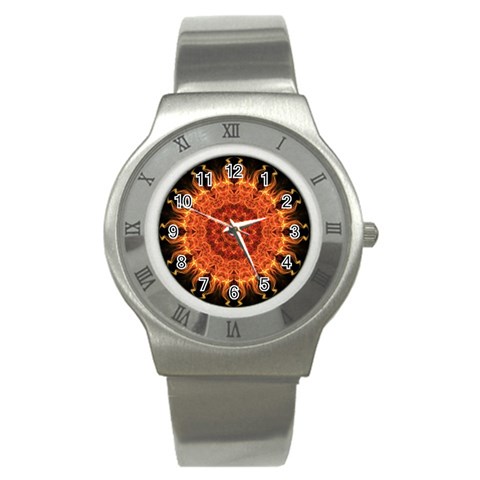 Flaming Sun Stainless Steel Watch (Slim) from ArtsNow.com Front