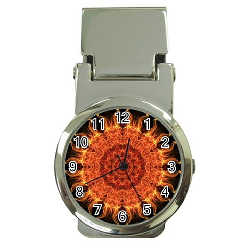 Flaming Sun Money Clip with Watch from ArtsNow.com Front