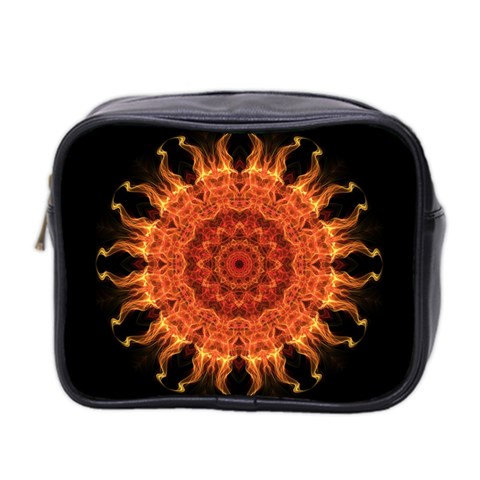 Flaming Sun Mini Travel Toiletry Bag (Two Sides) from ArtsNow.com Front