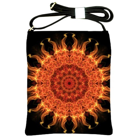 Flaming Sun Shoulder Sling Bag from ArtsNow.com Front