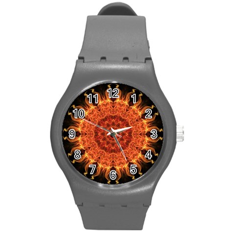 Flaming Sun Plastic Sport Watch (Medium) from ArtsNow.com Front