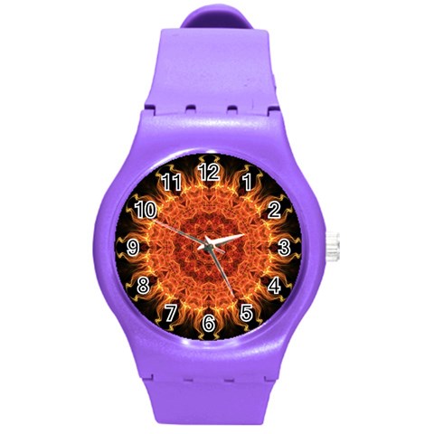 Flaming Sun Plastic Sport Watch (Medium) from ArtsNow.com Front