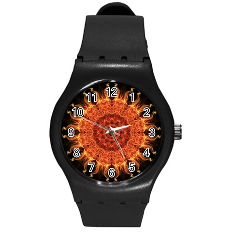 Flaming Sun Plastic Sport Watch (Medium) from ArtsNow.com Front