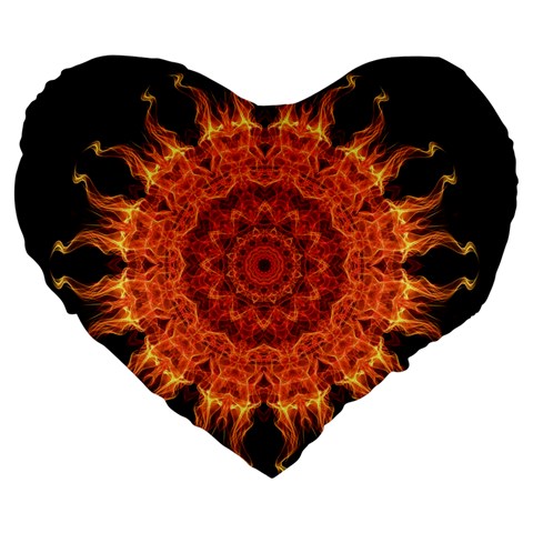 Flaming Sun 19  Premium Heart Shape Cushion from ArtsNow.com Front