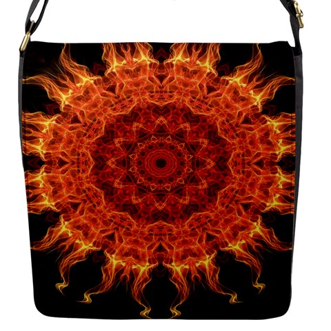 Flaming Sun Flap Closure Messenger Bag (Small) from ArtsNow.com Front