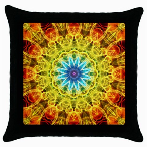 Flower Bouquet Black Throw Pillow Case from ArtsNow.com Front