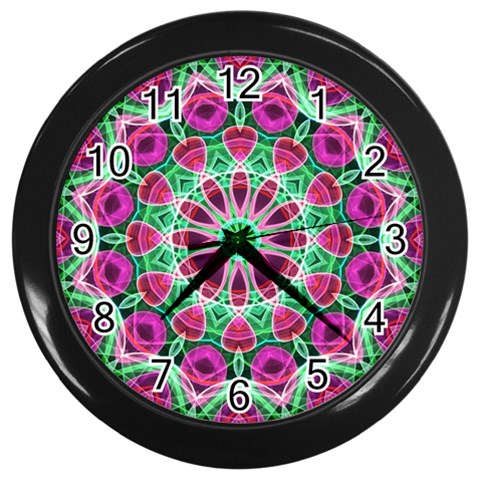 Flower Garden Wall Clock (Black) from ArtsNow.com Front