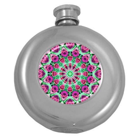 Flower Garden Hip Flask (Round) from ArtsNow.com Front