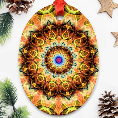 Ochre Burnt Glass Oval Ornament from ArtsNow.com Front