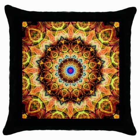 Ochre Burnt Glass Black Throw Pillow Case from ArtsNow.com Front