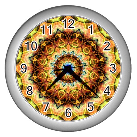 Ochre Burnt Glass Wall Clock (Silver) from ArtsNow.com Front