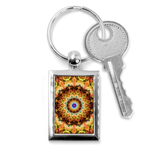 Ochre Burnt Glass Key Chain (Rectangle) from ArtsNow.com Front