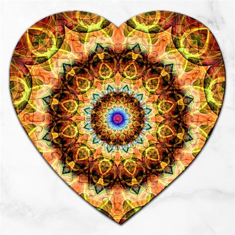 Ochre Burnt Glass Jigsaw Puzzle (Heart) from ArtsNow.com Front