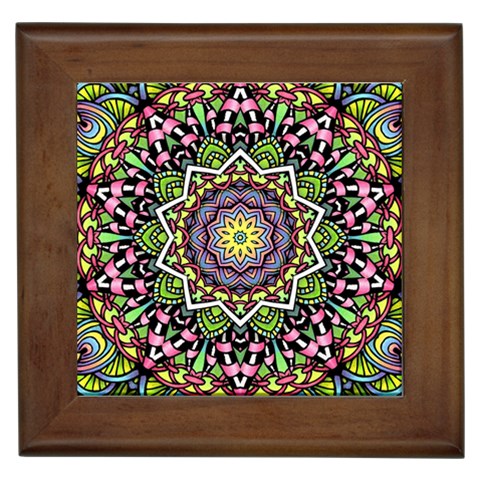 Psychedelic Leaves Mandala Framed Ceramic Tile from ArtsNow.com Front