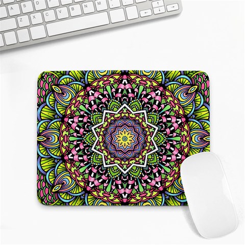 Psychedelic Leaves Mandala Small Mouse Pad (Rectangle) from ArtsNow.com Front