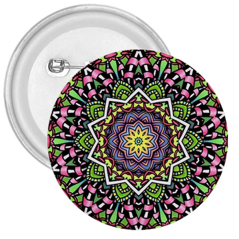 Psychedelic Leaves Mandala 3  Button from ArtsNow.com Front