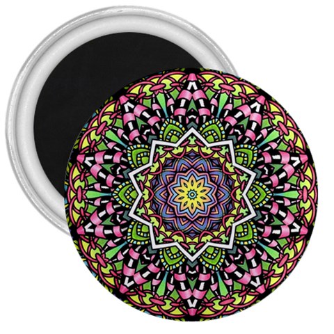 Psychedelic Leaves Mandala 3  Button Magnet from ArtsNow.com Front