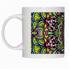 Psychedelic Leaves Mandala White Coffee Mug from ArtsNow.com Left