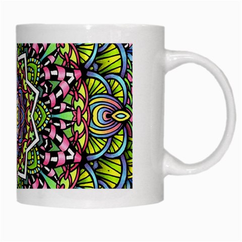 Psychedelic Leaves Mandala White Coffee Mug from ArtsNow.com Right