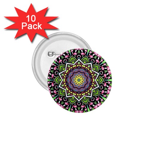 Psychedelic Leaves Mandala 1.75  Button (10 pack) from ArtsNow.com Front