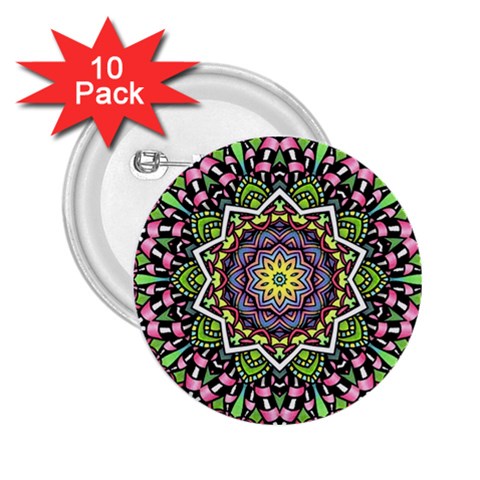 Psychedelic Leaves Mandala 2.25  Button (10 pack) from ArtsNow.com Front