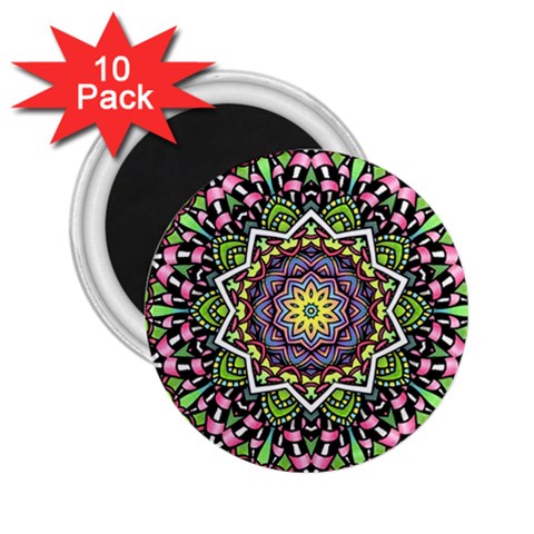 Psychedelic Leaves Mandala 2.25  Button Magnet (10 pack) from ArtsNow.com Front