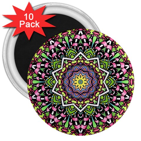 Psychedelic Leaves Mandala 3  Button Magnet (10 pack) from ArtsNow.com Front